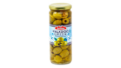 GARUSANA GREEK PITTED GREEN OLIVES 430G