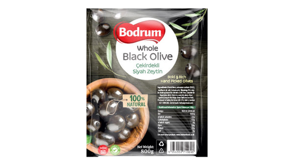 زیتون سیاه کامل بدروم 800 گرم