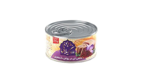 تن ماهی گیلانی در روغن با زعفران ۲۰۰ گرم